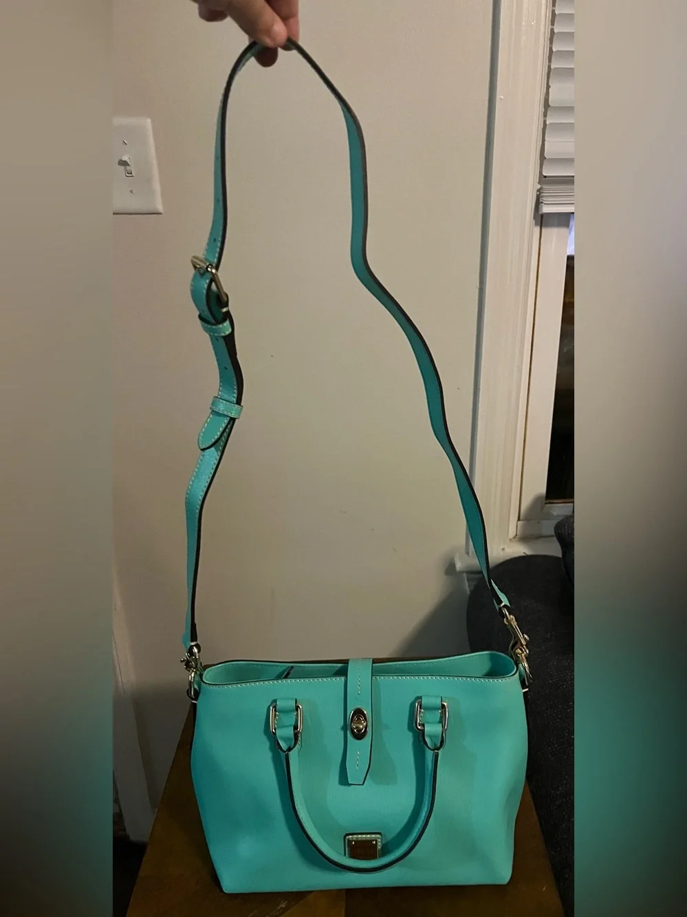 Dooney & Bourke Leather Satchel with Turn-Lock in Spearmint - NWOT